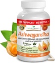 UDAF Verified Organic Ashwagandha med sort peber - 180 kapsler - 1965mg ekstra styrke til stress, søvn, mood, thyreoidea, fokus, hår, Vegan Pure Root Extract Powder - Mænd og kvinder Kosttilskud