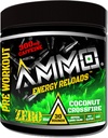 AMMO ® Energy Reloads ™ Pre Workout Powder - 300mg Koffein Zero Sugar Vital Aminos og Elektrolytes Ingen kunstige Artiskokker eller Farver (kokos Crossfire)