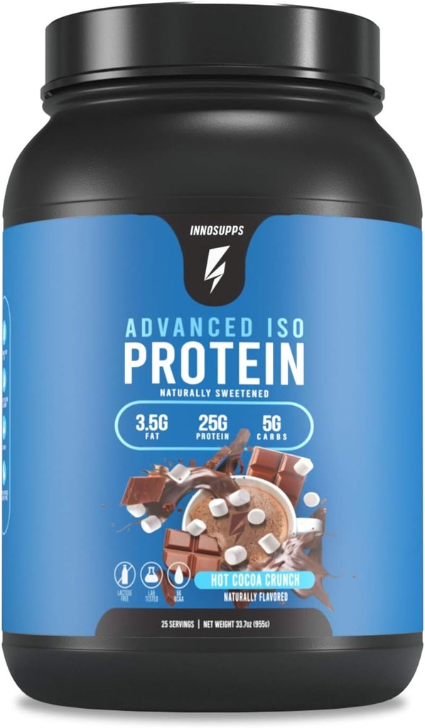 InnoSupps Advanced Iso Protein Dex124; 100% Whey Isolate Protein Powder Dex124; Ingen kunstige sødemidler Dex124; Low Fat, Low Carbs Dex124; 25g Protein Dex124; Hormon Free, Gluten Free, Soy Free Dex124; (Hot Cocoa Crunch)