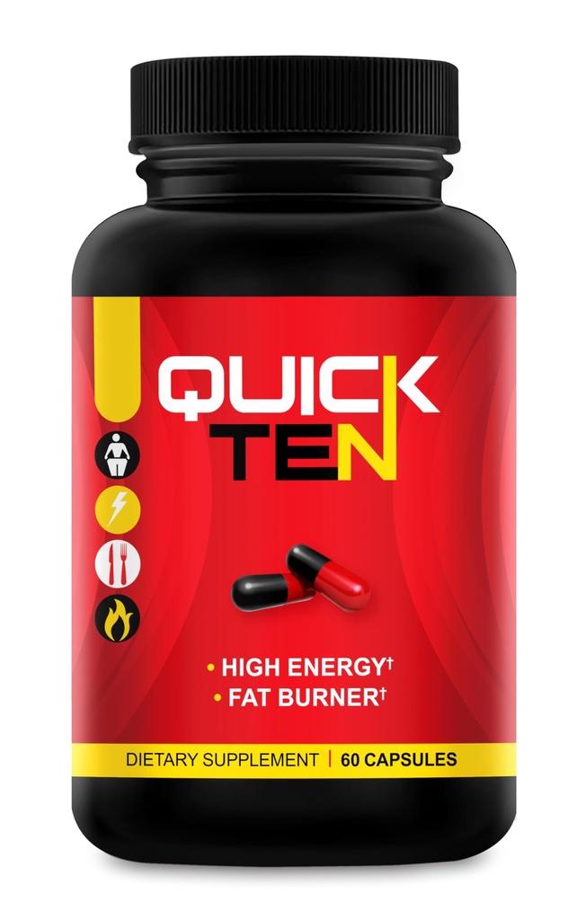 Quick Ten - Bedste vægttab piller - Natural Metabolisme Booster, Appetite Suppressant, Fat Burner piller - Premium Diet piller til kvinder og mænd - Energi og Focus Blend - 60 kapsler