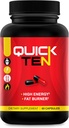 Quick Ten - Bedste vægttab piller - Natural Metabolisme Booster, Appetite Suppressant, Fat Burner piller - Premium Diet piller til kvinder og mænd - Energi og Focus Blend - 60 kapsler
