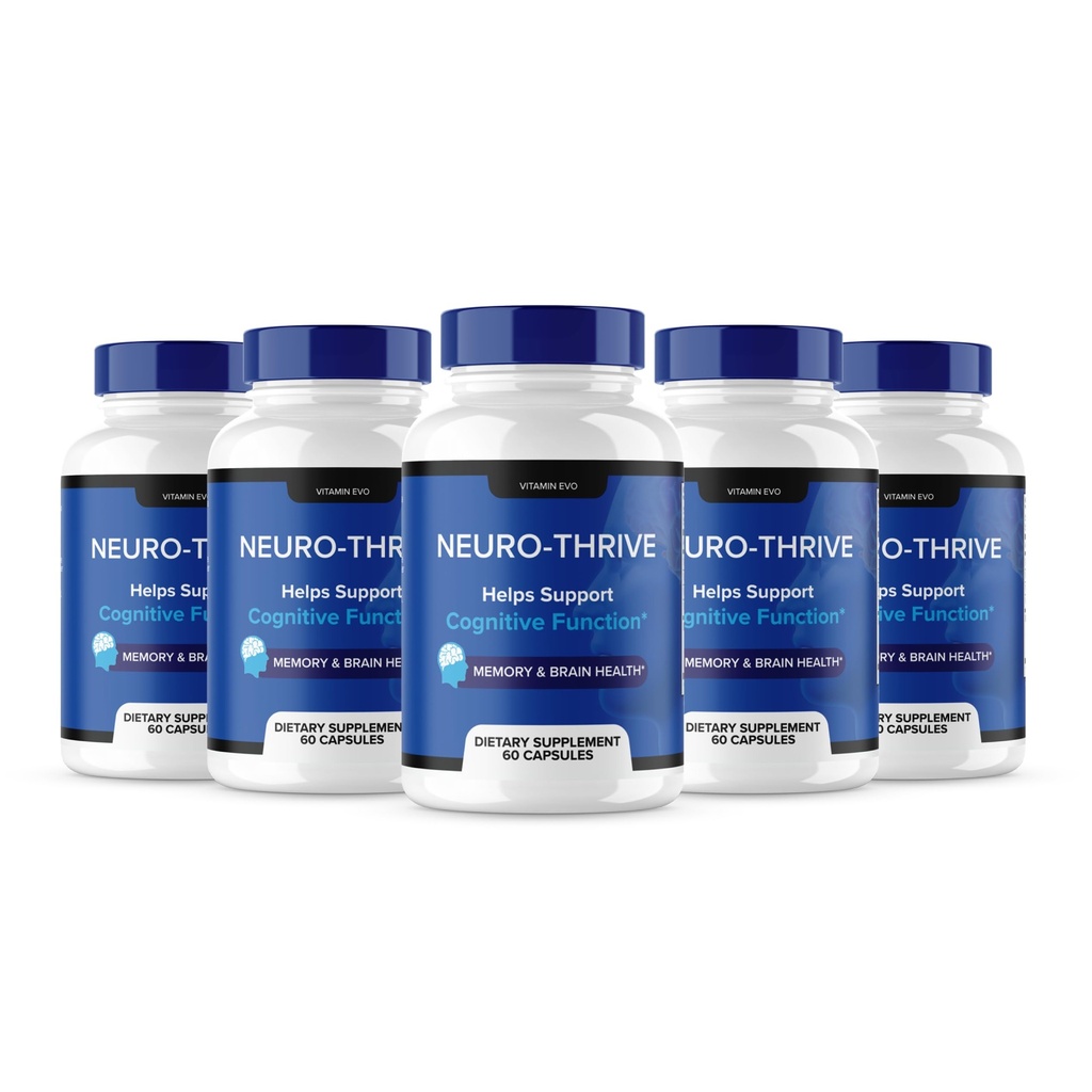 (5 Pack) Neuro Thrive Brain Supplement, Neuro Thrive for Memory, Neuro Thrive PQQ til at reducere negative virkninger af Brain Fog, Neuro Thrive Cognitive Function, NeuroThrive Anmeldelser Neuro- Thrive (300 Cap)