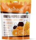 Honning og Propolis Lozenges Orange Flavor, Freshens Breath - Lindrer en hals-immunstøtte med C-vitamin, D-vitamin og zink, 20 Greve