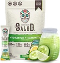 Salud 2- in-1 Hydration Packets + Immunity Electrolytes Powder, Cuckumber Lime - Agua Fresca Drink Mix, Elderberry, Dairy & Soy Free, Non- GMO, Gluten Free, Vegan, Low Calorie, 1g Sugar (15 Servere)