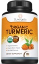 Sunergetic USDA Certified Organic Gurkemeje Supplement - Inkluderer Økologisk Gurkemeje & Økologisk Sort Pepper - 1.400mg gurkemeje per Servering - 180 Greve (Pakke med 1)