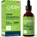 E2H Chlorophyll flydende dråber - Natural Energy Booster, immunsystem support og intern deodorant - pebermynte Flavor - 2 Fl Oz