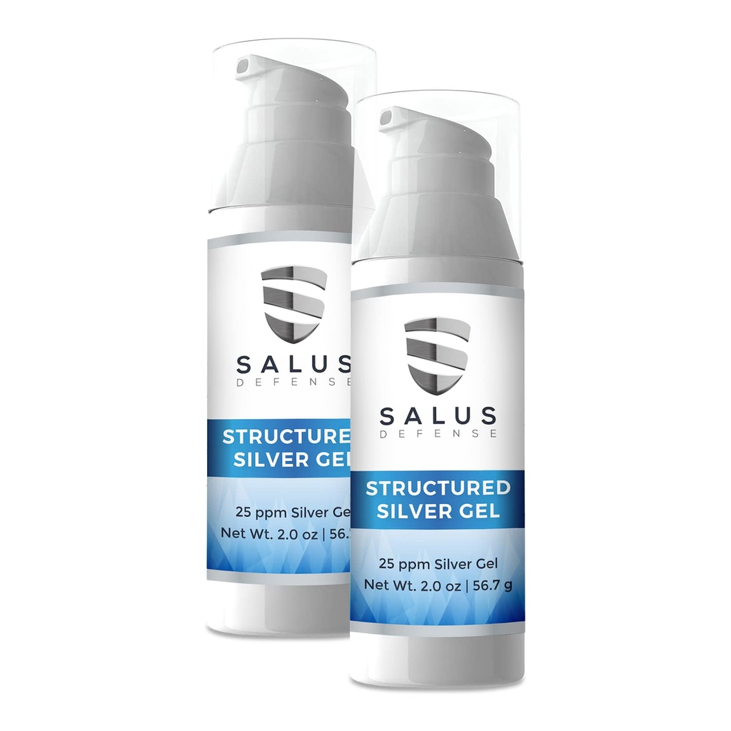Structured Silver Gel - Nyttig for Bandages - Natural Hand Sanitizer - Bedre end kolloid sølv - 2 Ounce 25ppm Sikker for alle. (2 Pack)