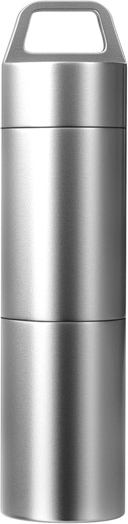 Lille pillekasse (2 afdelinger Design), Portable Metal Pilleholder Keychain vandtæt pilleboks Container Mini rustfrit stål Pill Organizer til rejse pung