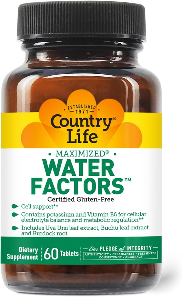 Country Life Water Factors - with Kalium and B6 for Electrolyte Balance - 60 tabletter