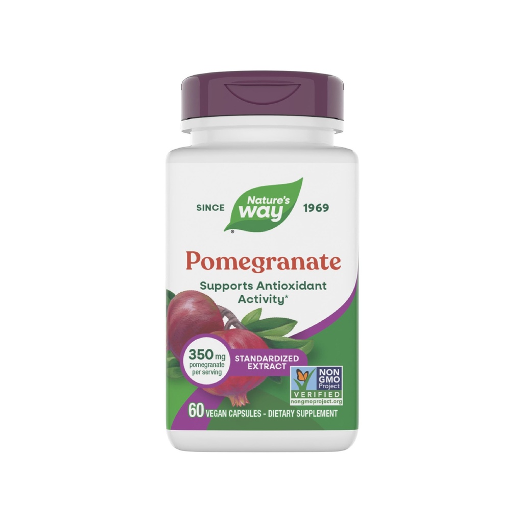 Nature 's Way Pomegranate, Understøtter Antioxidant Aktivitet *, Premium Extract, 350 mg per Serving, Non-GMO Project Verified, Vegan, 60 kapsler (Packaging May Vary)
