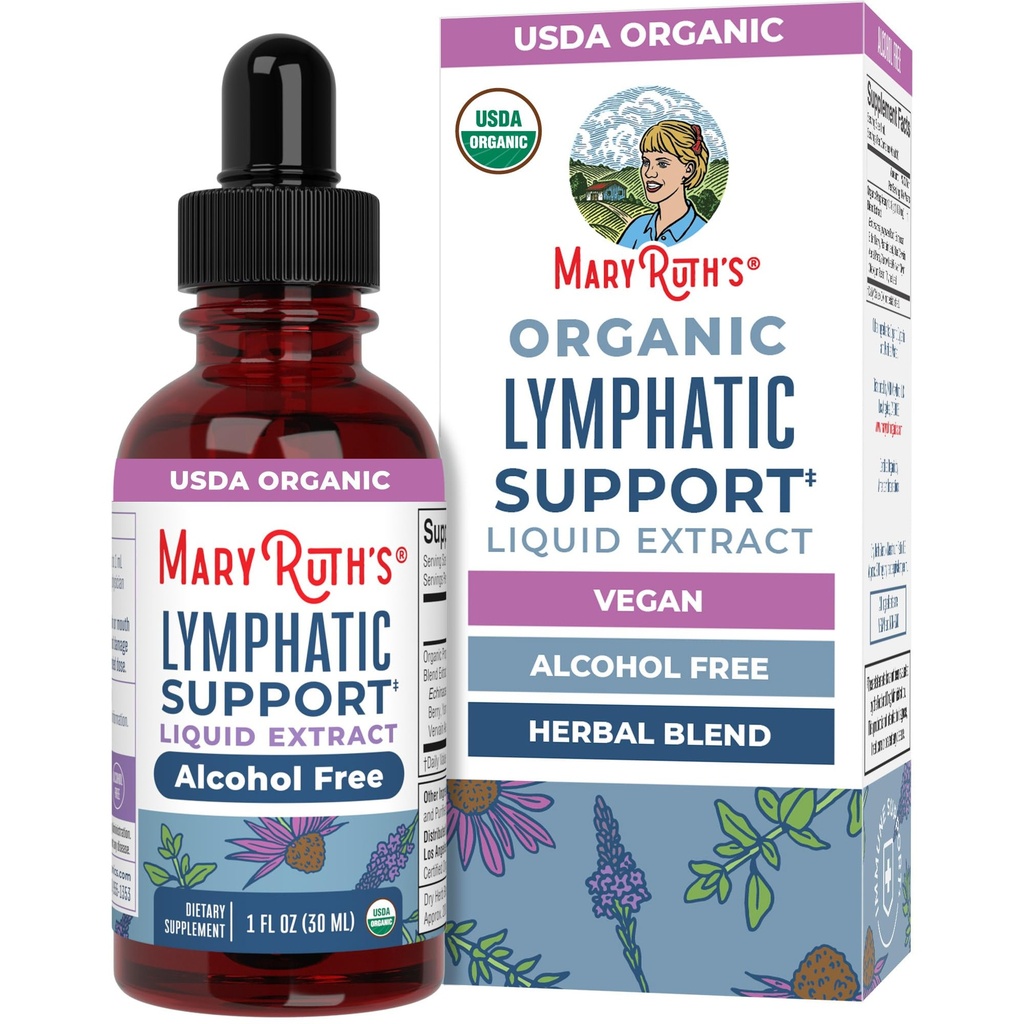 MaryRuth Organics Lymporative Support Drops Dryps 124; USDA Organical Lymporative Cleanse immunsupport Supplement 124; Lymporative Support med Echinacea & Elderberry Dryp 124; Blå Verbena