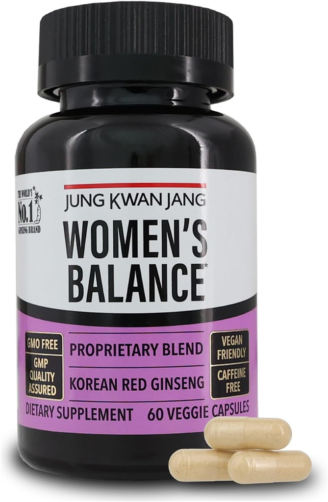 JungKwanJang Kvindebalance med koreansk rød Ginseng for energi niveau, fordøjelsessystem, og kognitiv sundhed supplement, 60 kapsler