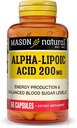MASON NATURAL Alpha Lipoic Acid 200 mg, Supports Energy Production, Dietary Supplement, 60 Capsules