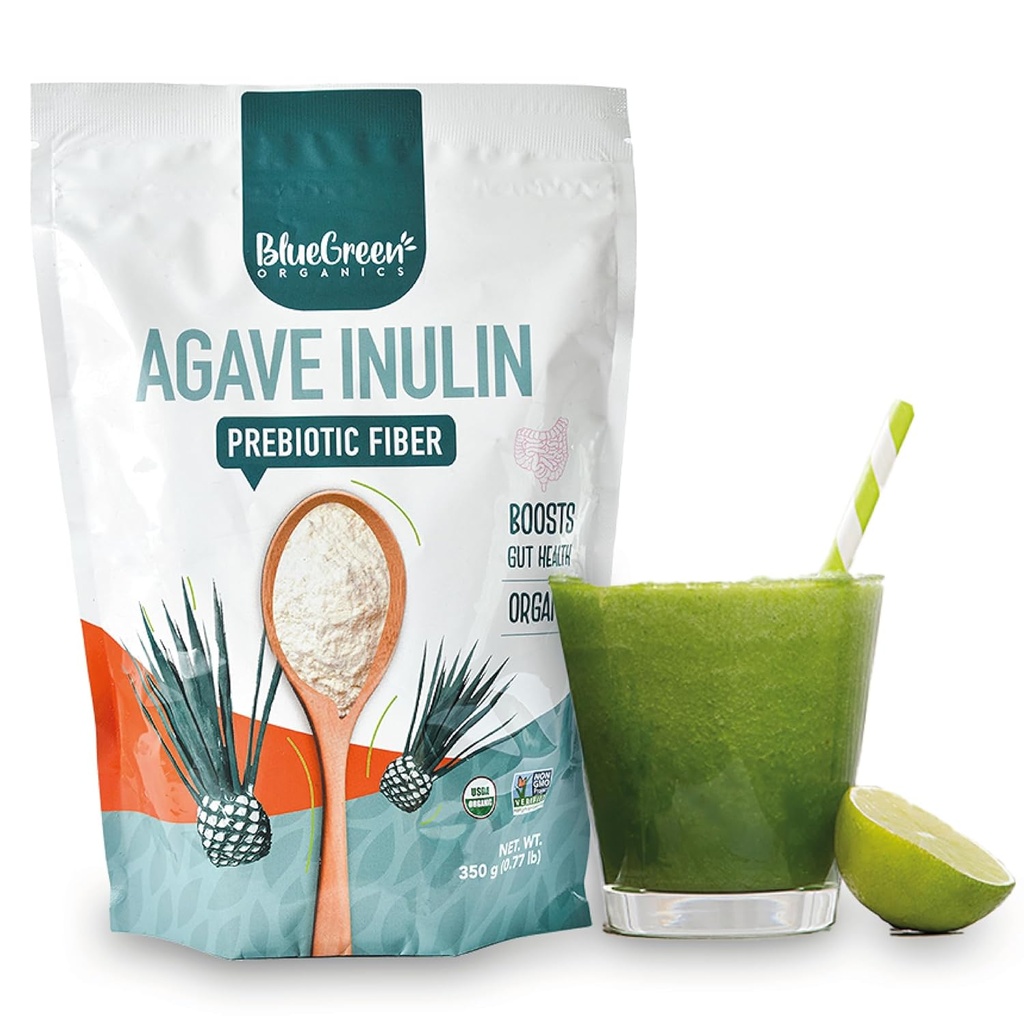 BLUEGREEN Organics MSD 124; Inulin Powder MSD 124; Gut microbiome MSD 124; Agave MSD 124; Fiber Powder MSD 124; Prebiotics MSD 124; Vegan MSD 124; Keto MSD 124; Kosher MSD 124; Fiber Supplement MSD 124; Net Wt 77 Lb