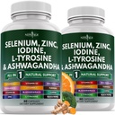 NYE ALDER Selen, zink, jod, L Tyrosine, Ashwagandha - Supplement for kvinder og mænd med Bladderwrack, gurkemeje, Silica Kelp, Schisandra - 120 Greve