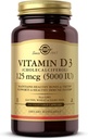 Solgar Vitamin D3 (Cholecalciferol) 125 mcg (5000 IE), 240 Vegetabilske kapsler - Hjælper bevare sunde knogler & tænder - immunsystemet support - non-GMO, Gluten Free - 240 Total Serveringer