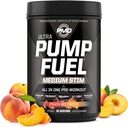 PMD Sports Pump Fuel Ultra Medium Stim - Premium Pre Workout Powder & Muscle Pump, Greater Focus, Endurance & Recovery, Premium Creatin, Arginin & Beta Alanine - Peach Nectarine (30 Servere)