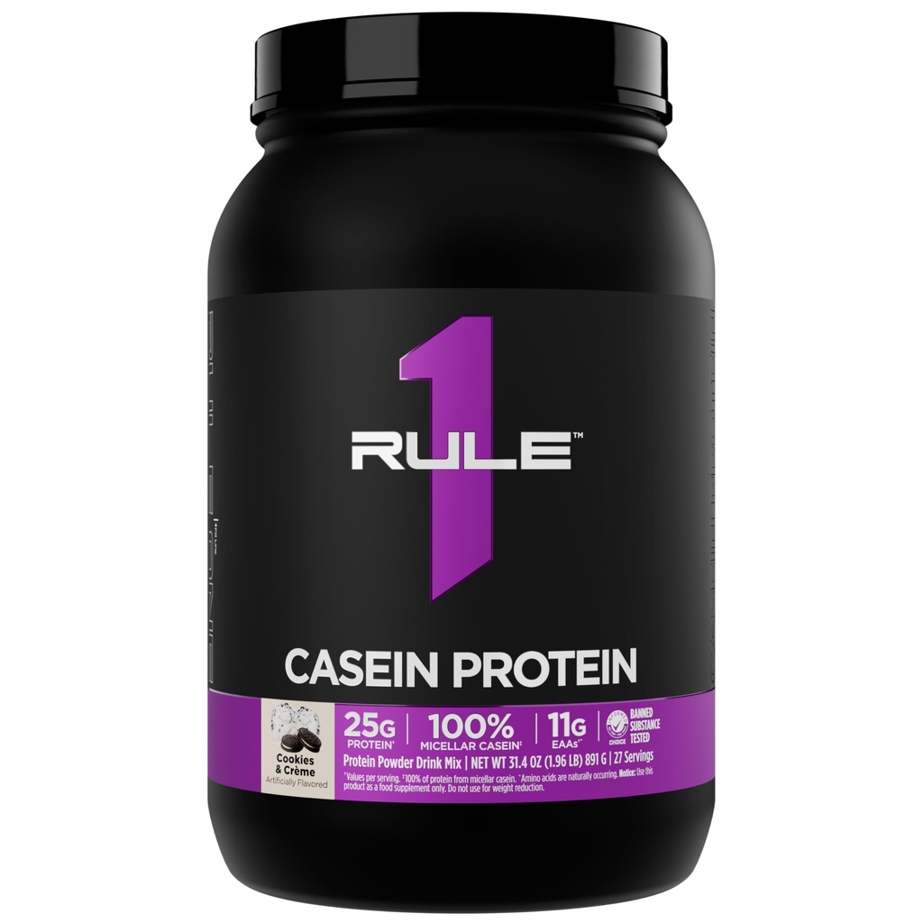 Regel 1 Casein Protein - 25g Protein og 11g EAA Per servering fra Slow-Release Micellar Casein til Overnight Recovery og Vedvarende levering mellem måltider (2 pounds *, Cookies & Crème)