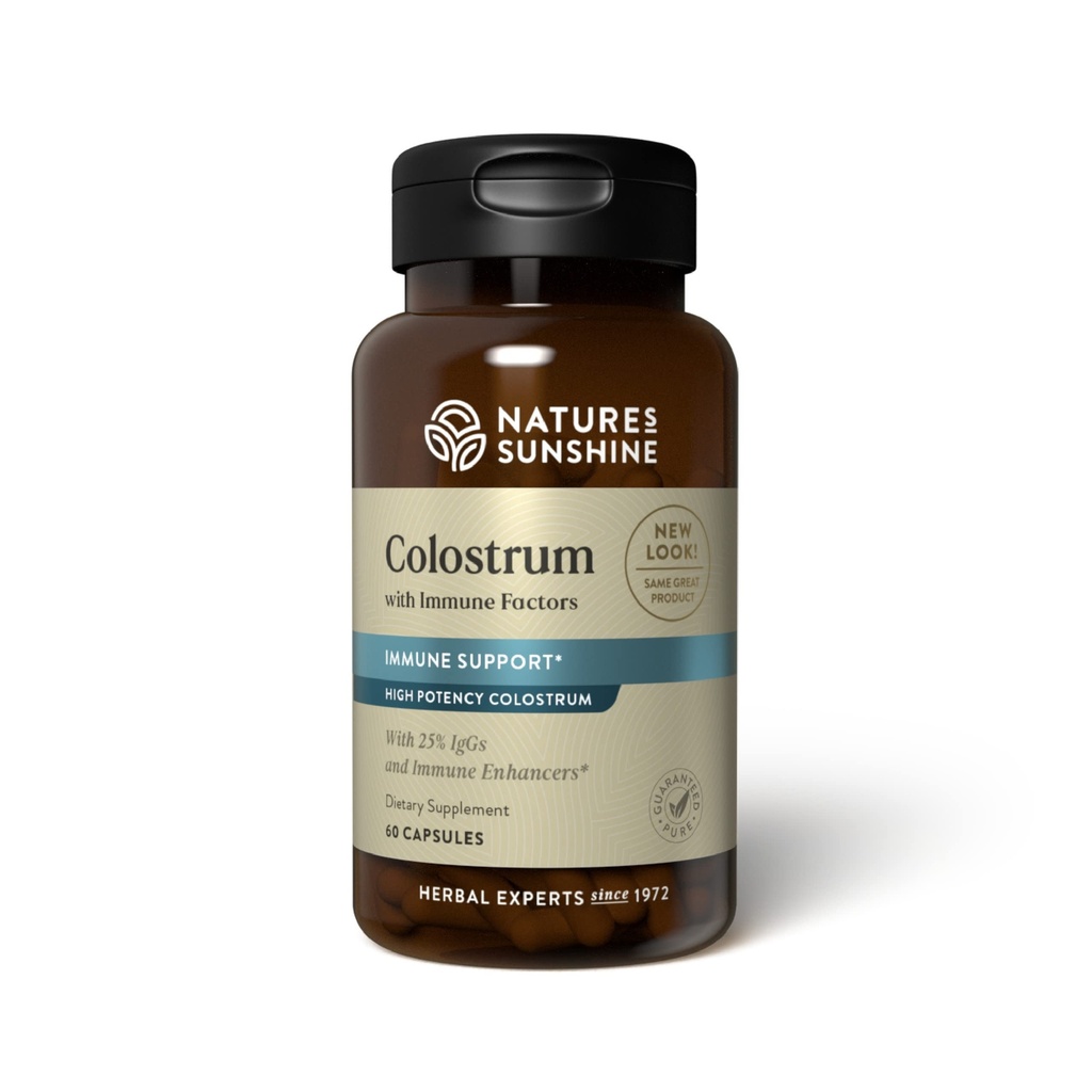 Naturens solskin Colostrum med immunfaktorer, 60 Kapsler 124; Understøtter immunsystemet og fremmer mave-tarmkanalen