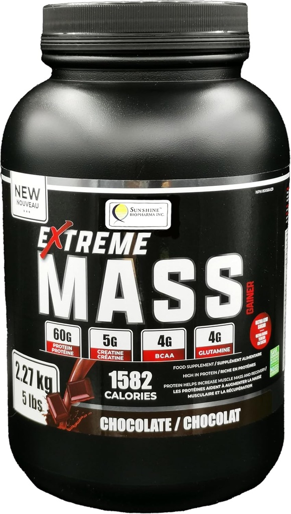 Ekstrem Mass Gainer Muscle Builder, 5 lbs (2,27 kg) Lavsukker høje kalorier til Intense træning