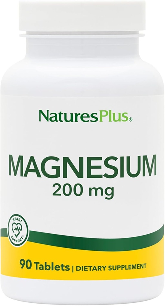 NaturesPlus Magnesium - 200 mg, 90 tabletter - Vegetarisk, Gluten Free - 90 Servering