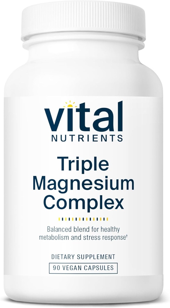 Vital Nutrients Triple Magnesium Complex Supplement Note 124; Vegansk Magnesium Glycinat, Malat & Oxide 250mg