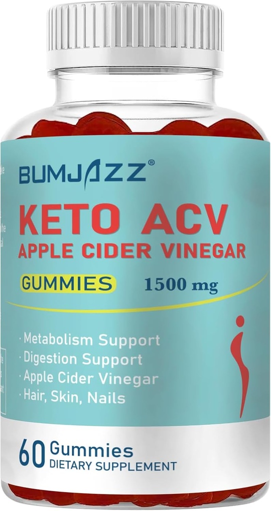 Keto ACV Gummies Boost Mаtabolism med Apple Cider Vinegar Keto kosttilskud - Gluten- Free - Formel for mænd og kvinder - 1500mg - 60 tællinger