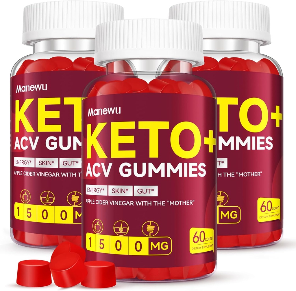 Keto ACV Gummies - 1500mg Apple Cider Vincipes med mor - Vegan, Non- GMO, Organic Apple Cider Vincipes for Women Men, Detox & Cleanse, 3 Pack