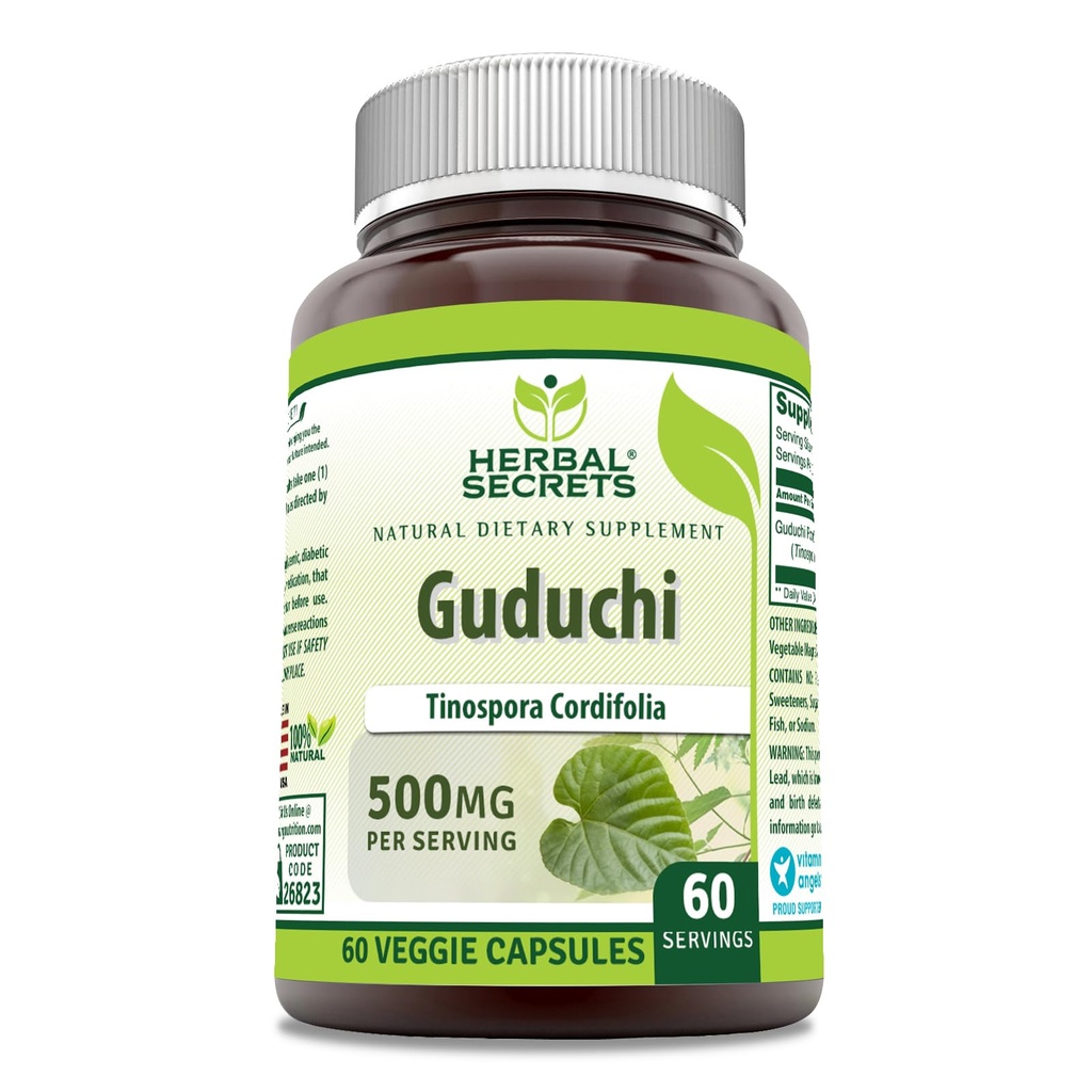 Herbal Secrets Guduchi (Tinospora Cordifolia) Supplement 124; 500 Mg