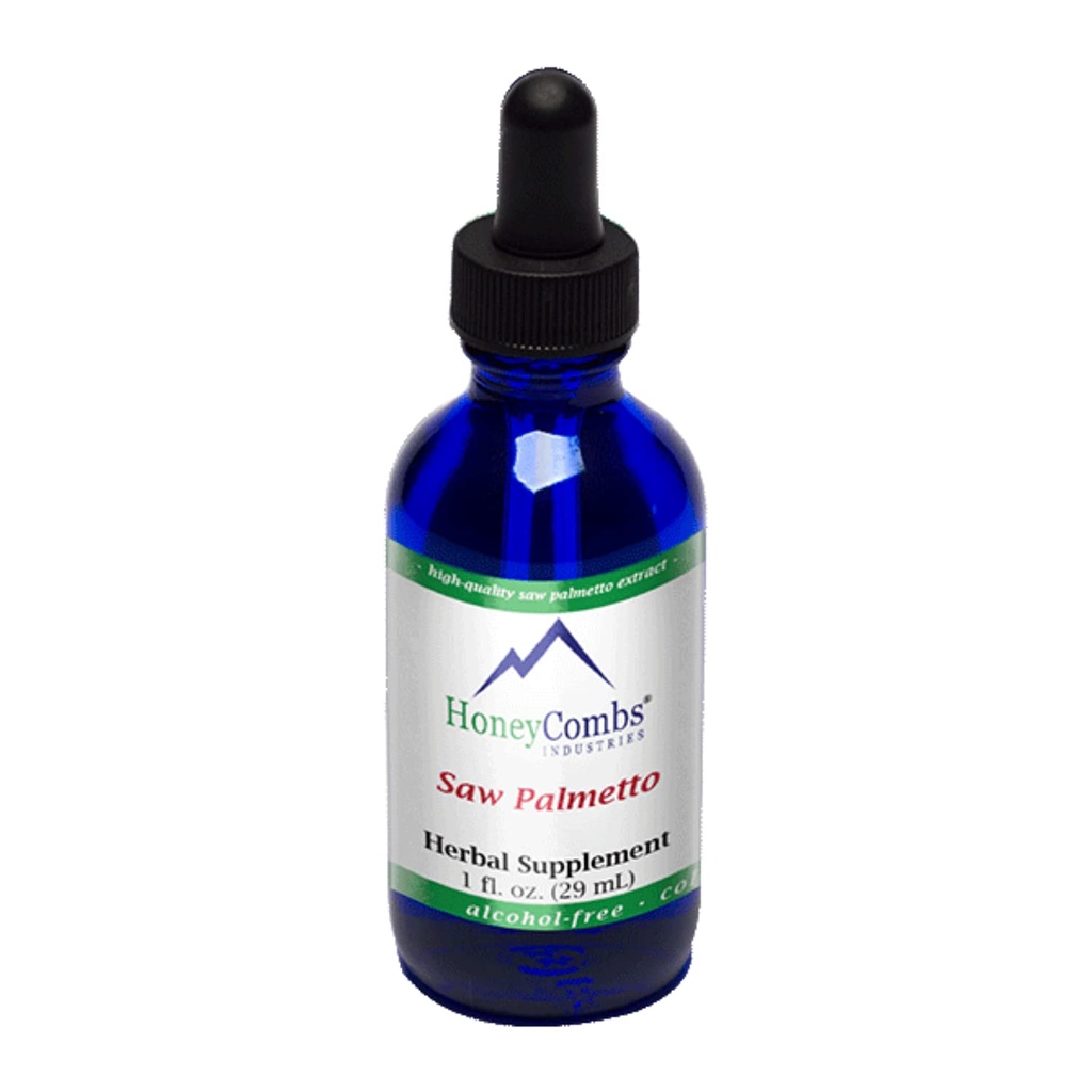 HoneyCombs Saw Palmetto Extract - Herbal Supplement Understøtter urinveje og reproduktiv sundhed for mænd og kvinder - Alkohol- Gratis, kold presset Saw Palmetto Liquid Extract, 1 Fl Oz