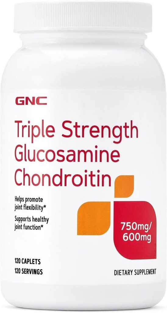 GNC Triple Strength Glucosamine Chondroitin 750mg/600mg, 120 Caplets, Supports Healthy Joint Function
