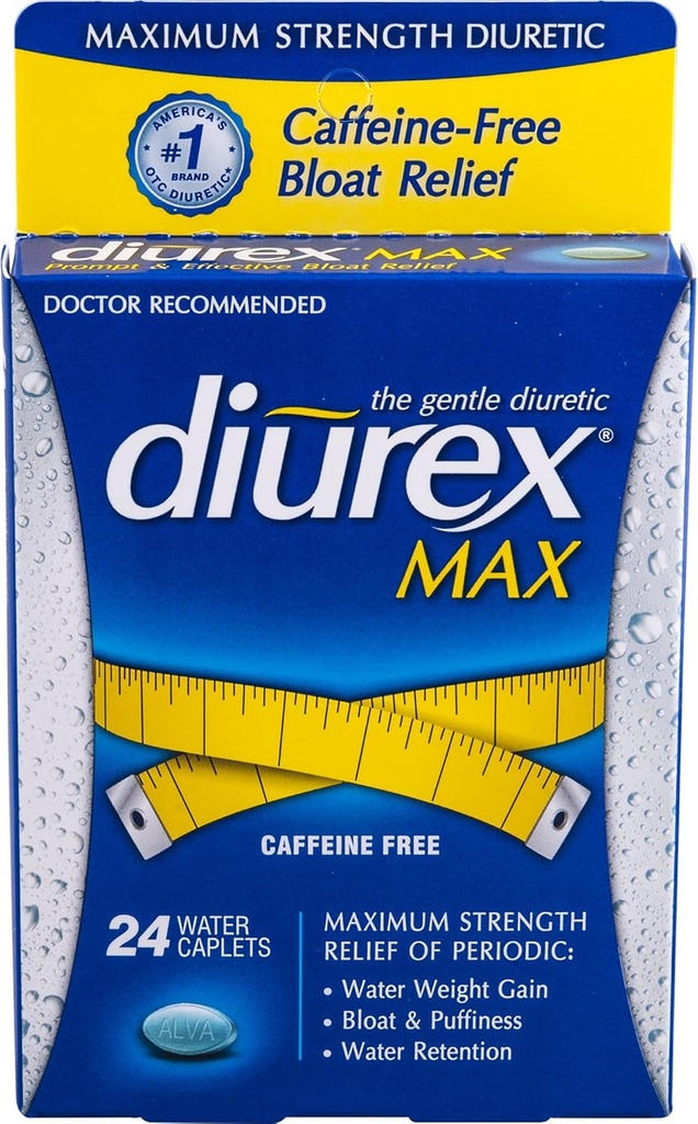 Diurex Max vand kapsler koffein fri - 24 kapsler, pakke med 2