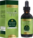 Go Nutrients Vitamin B12 Sublingual Methylcobalamin - B- 12 Flydende dråber 3000mcg, Økologisk Raspberry Flavor, Vegan - Understøtter energi, Nerve Sundhed & Red Blood Cell Dannelse - 2oz (48 Servere)