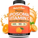 Nutrivein Premium Liposomal Vitamin C Supplement 1650mg - 180 Caps: High- Absorption High Dosis Vitamin C Kapsler til Whole- Body Defenses & Samlet velvære