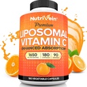 Nutrivein Premium Liposomal Vitamin C Supplement 1650mg - 180 Caps: High- Absorption High Dosis Vitamin C Kapsler til Whole- Body Defenses & Samlet velvære