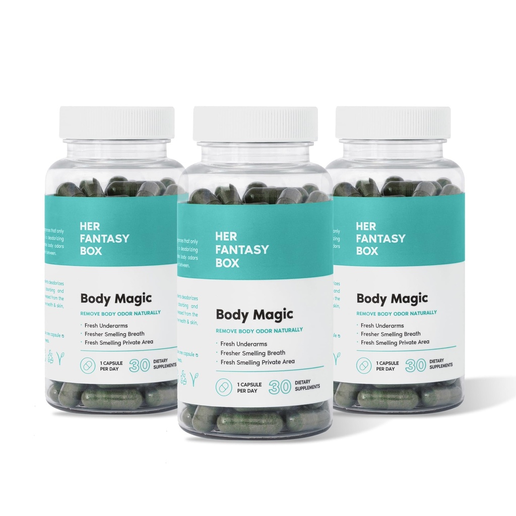 Hendes fantasiboks er 124; Body Magic er 124; Chlorophyll Pill til Feminin Odor - 3 Pack