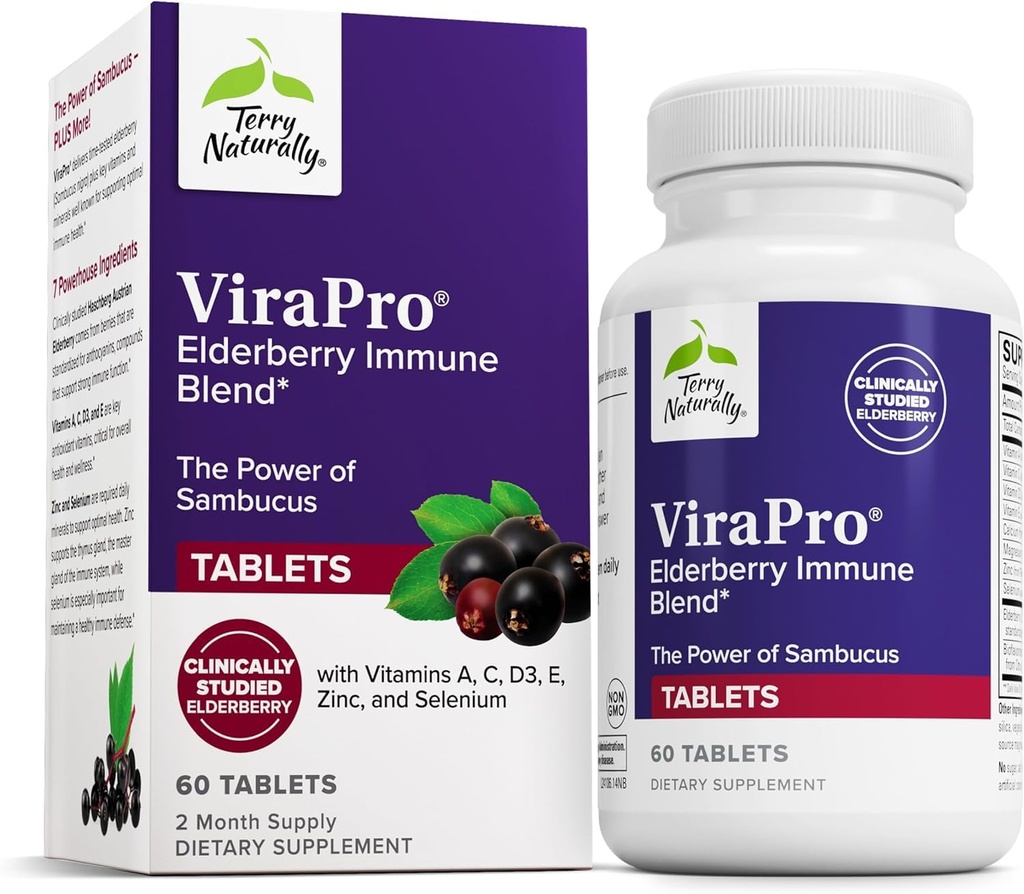 Terry Naturligproo - tillæg med urteblend til immunforsvar - tillæg med hyldebær, Zink & Selenium - Support immunrespons - 60 tabletter