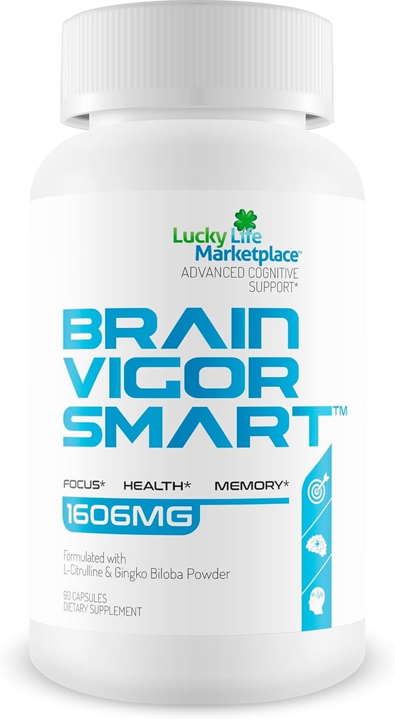 Brain Vigor Smart Brain Booster - Ekstra styrke støtte til fokus, sundhed og hukommelse - Forbedret formel Lavet med Lions Mane Mushroom & Ginkgo Biloba - Vores bedste Brain Vigor Smart Pills