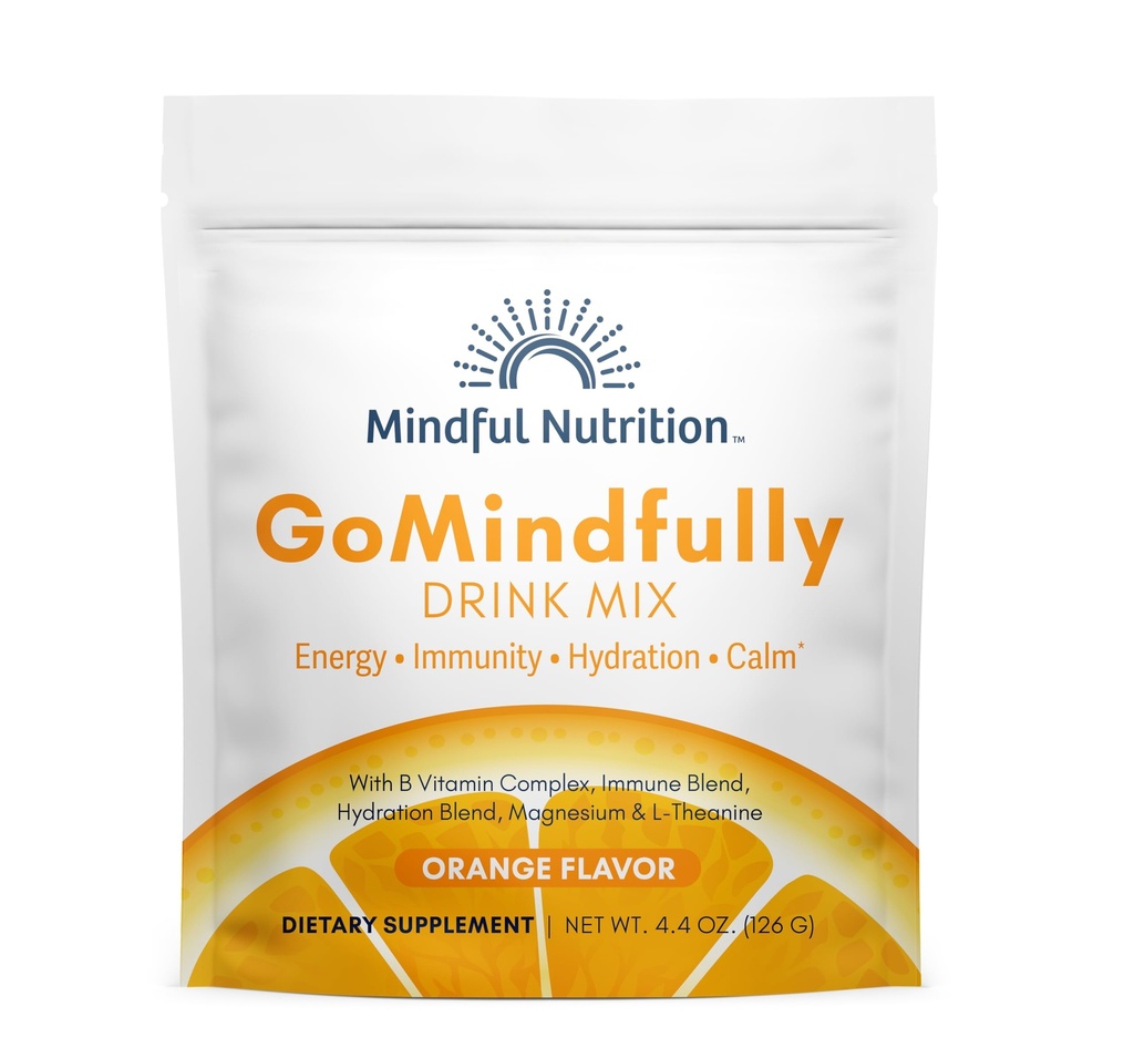 GoMindfully Orange Super Calm Magnesium Powder Drink Mix til Hydration, Inddrivelse, Immunitet og energi med trace mineraler, essentielle vitaminer, L- Theanin og B Vitamin Complex