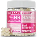 SHIZAM Nicotinamid Riboside NR NAM Resveratrol Gummies, 1000mg NAD + NAD + Plus Nrf2 Aktivator Booster w Pure Niacinamid Vitamin B3 Kapsler Piller Pulver Kosttilskud Alt NDA Regenerator 500mg