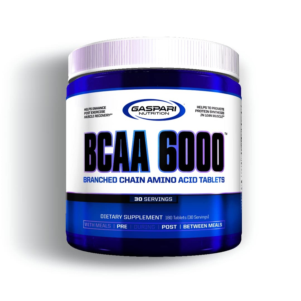 Gaspari Nutrition, BCAA 6000, Branch Chained Amino Acid Tablets, Reducere muskelømhed og træthed, Optimer Aerobe og Anaerob Sport Performance (30 Servere)
