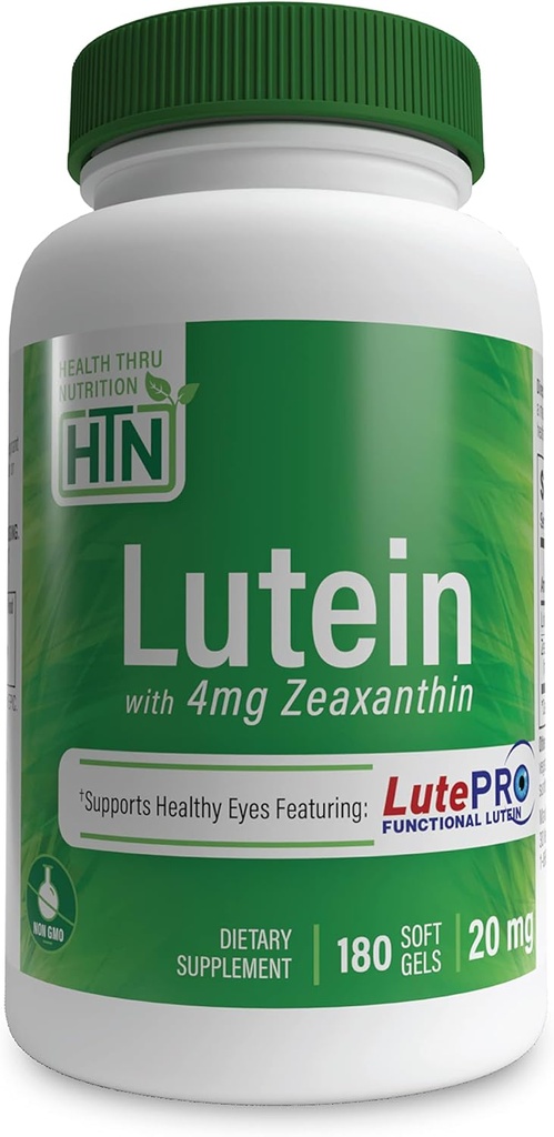 Lutein 20mg med Zeaxanthin 4mg 180 Softgels Name 124; All- Trans Marigold Extract in Nature Identical 5: 1 Ratio Name 124; Understøtter sundt øje, hud og hjerne
