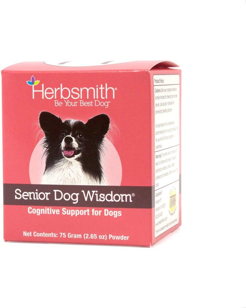 Herbsmith Senior Dog Visdom - Hundedemenstillæg - DHA for Senior Dog Brain Health - Senior Supplement for hunde - 75g