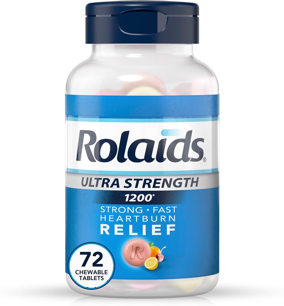 Rolaids Ultra Strength Antacida Chewable Tablets, Diverse frugt, 72-greve