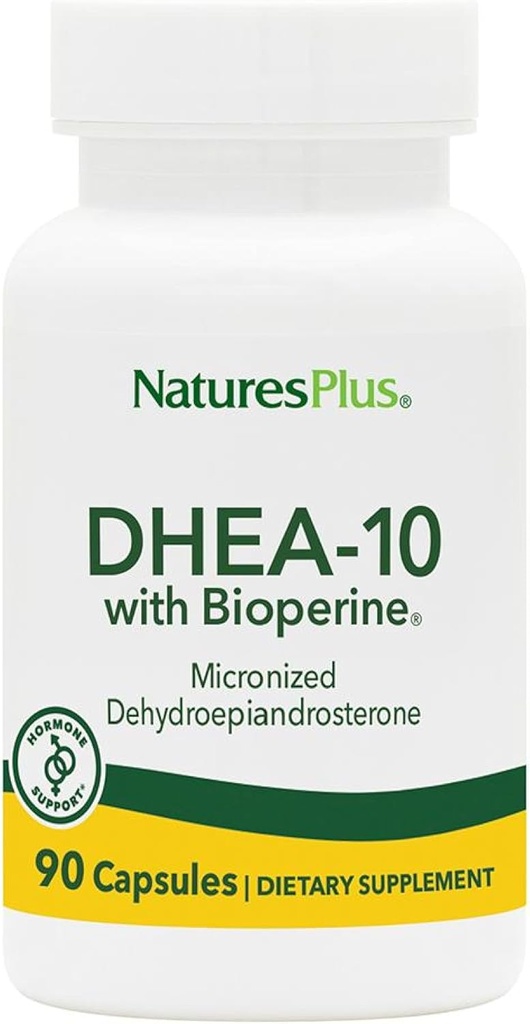 Natures Plus DHEA- 10 med Bioperine - 10 mg, 90 Vegetariske kapsler - Gluten- Free - 90 Servering