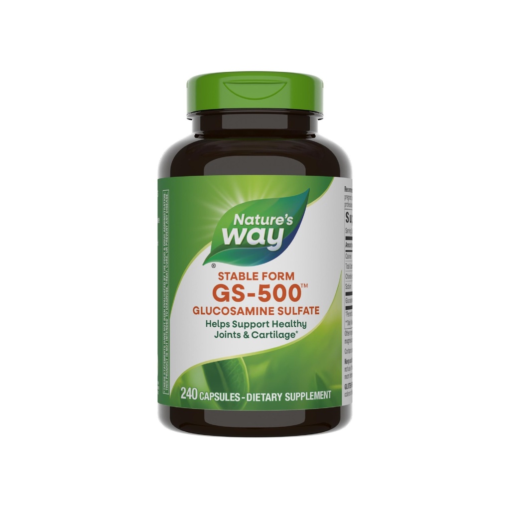 Nature's Way GS-500 Glucosamine Sulfate, Stable Form, Helps Support Healthy Joints & Cartilage*, 500 mg Glucosamine per Capsule, 240 Capsules (Packaging May Vary)
