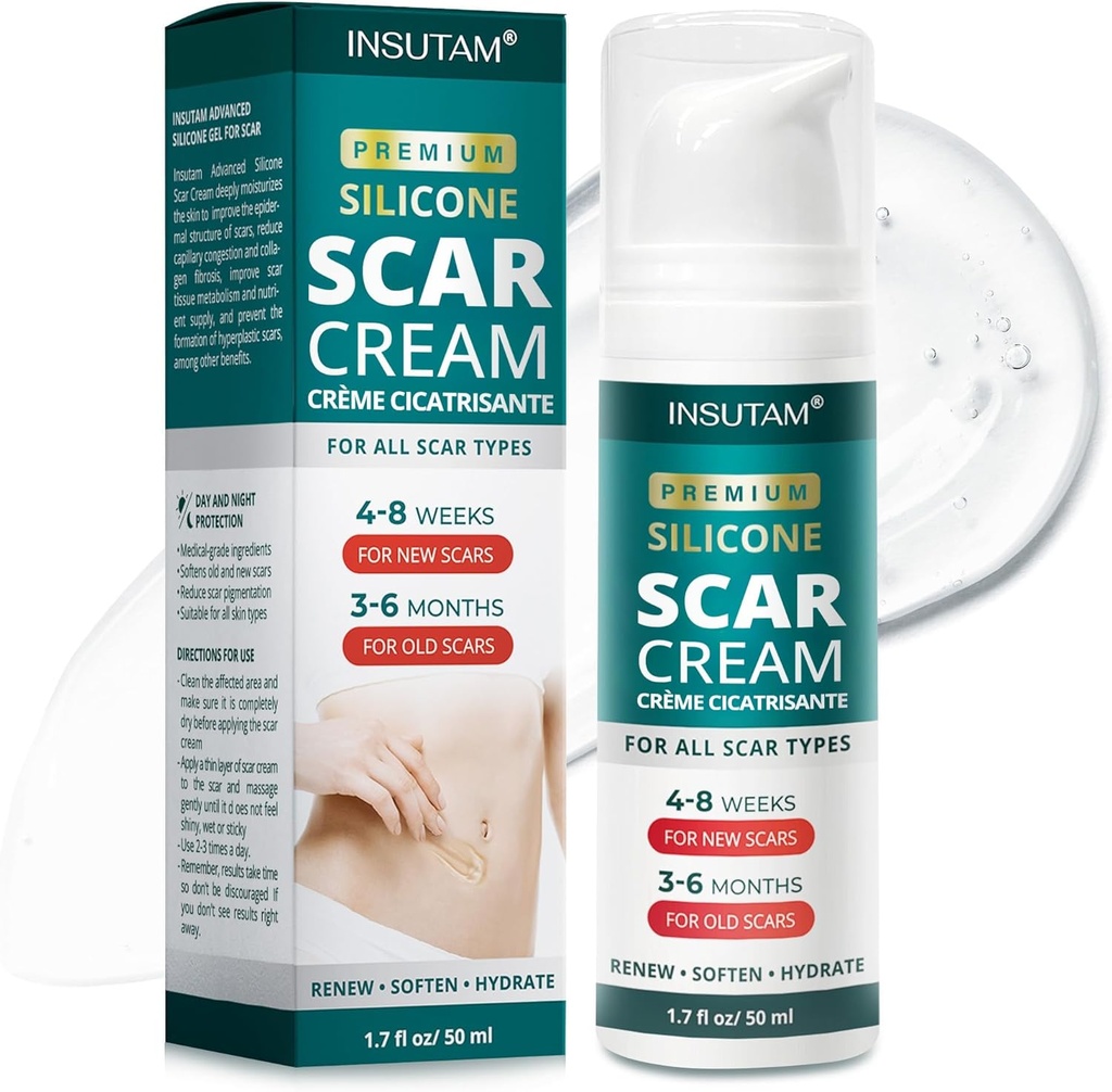 Silikone Scar Gel for Skin Scars: Scar Removal Gel 1.7 Oz (50 G) - For mænd og kvinder i alderen 20-45, der er urolige af Scars- reducere Scars forårsaget af kirurgi, Burns, eller skalder - Brug dag • 124; Nat
