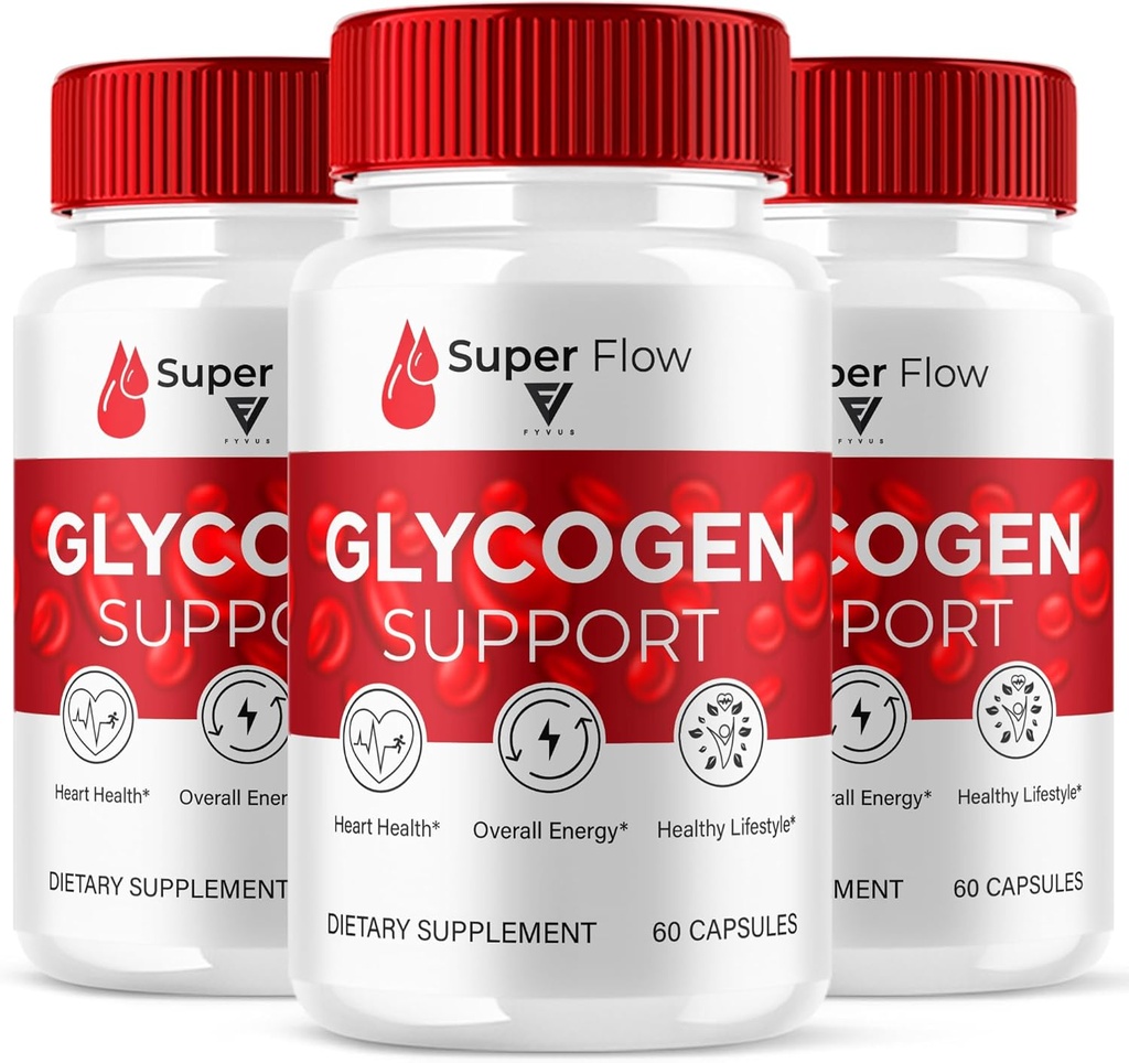 (3 Pack) Super Flow SuperFlow Glycogen Support Capsules, Super Flow Advanced Glycogen Health and Blood Wellness Support Supplement, SuperFlow Maximum Strength Glyco Formula Supplement (180 Capsules)