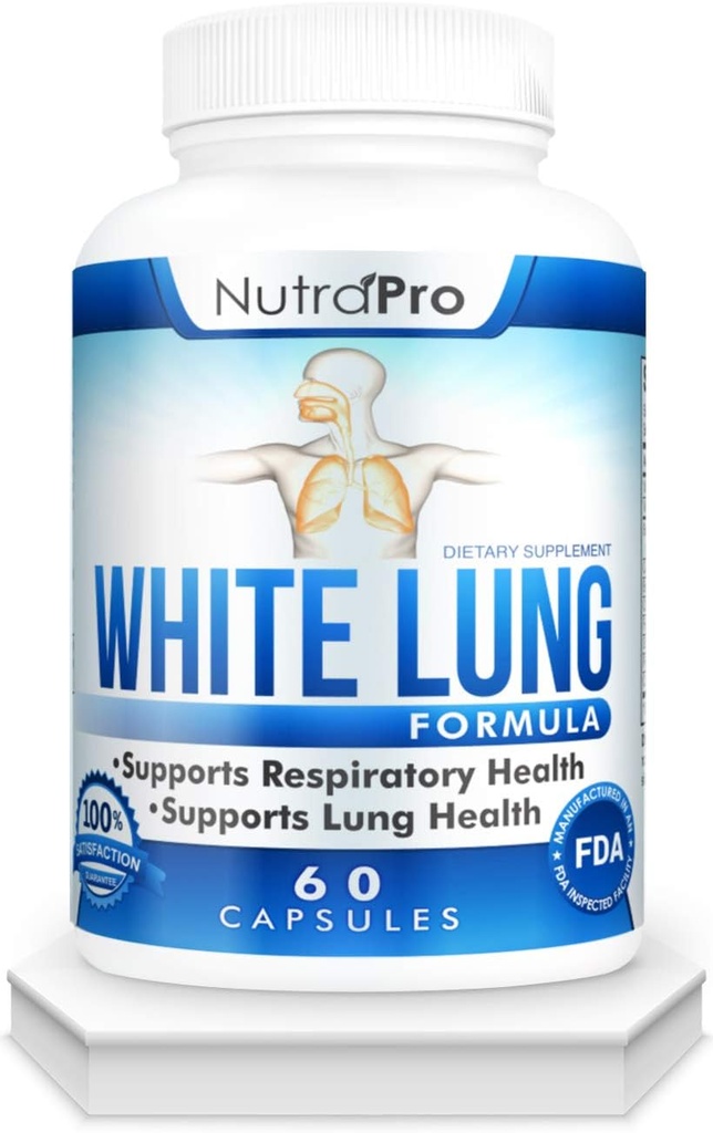 Hvid Lung af NutraPro - Lung Cleanse og Detox.Support Lung Health. Understøtter respiratorisk sundhed. 60 Capsule - Made in GMP Certified Facility.