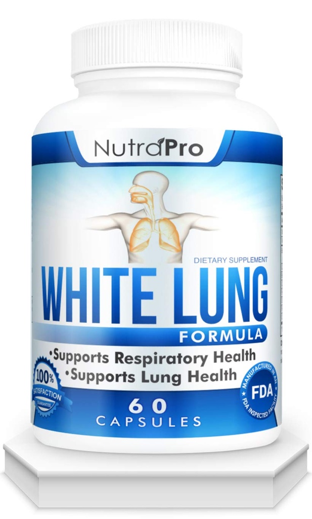 Hvid Lung af NutraPro - Lung Cleanse og Detox.Support Lung Health. Understøtter respiratorisk sundhed. 60 Capsule - Made in GMP Certified Facility.